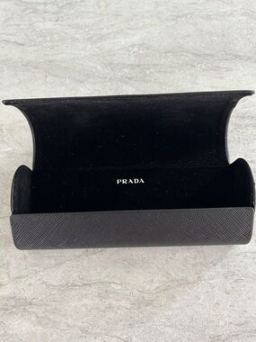 Prada Black Saffiano Eyeglass Case with White Logo